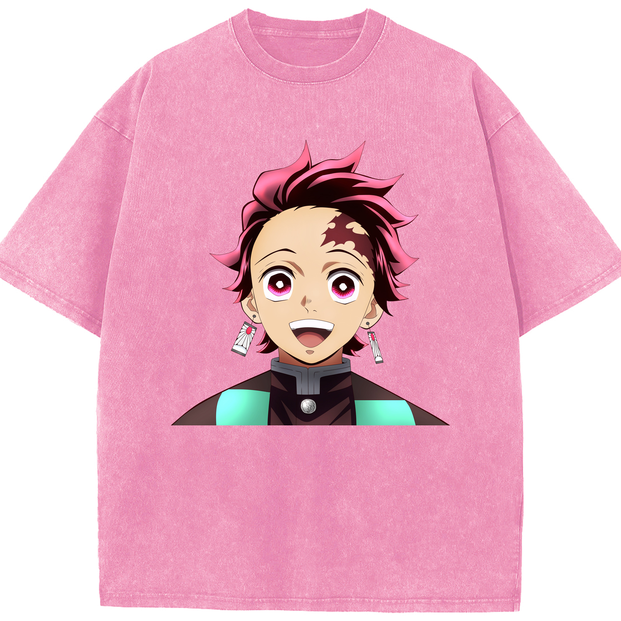 （画像用） 鬼滅の刃 竈門 炭治郎／かまど たんじろう Kamado Tanjirou 綿100% ヴィンテージ風 半袖Tシャツ（フロントプリント）